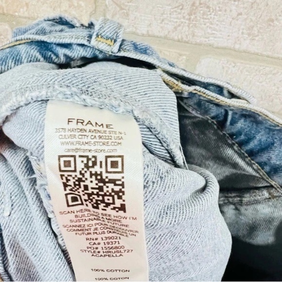 Frame Denim High Rise Straight Leg Utility Jeans in Acapella Wash Size 27 - Picture 13 of 13